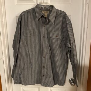 Duluth Trading Co. Men’s Shirt Size Large Front Button Coolmax Vertical Stripes